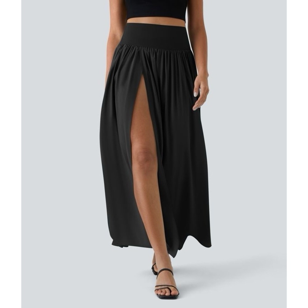 NEW Halara Maxi Skirt Breezeful High Waisted 2-in-1 Flowy Quick Dry Black XS